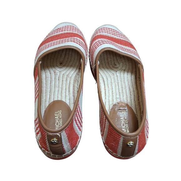 Michael Kors Mathilde Espadrille Heavy Canvas Women Shoes Red White Stripe Woven - Picture 5 of 7